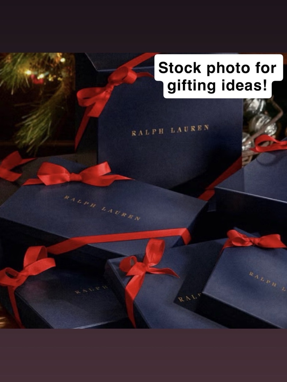 Ralph Lauren Navy Designer Empty Gift Box Tissue Paper Red Ribbon Holidays - Picture 10 of 10